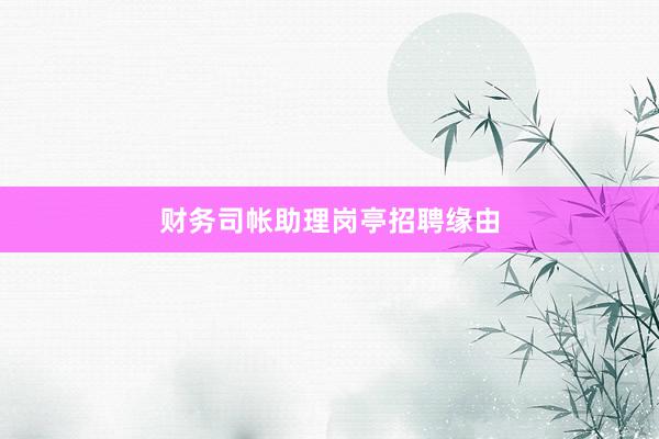 财务司帐助理岗亭招聘缘由